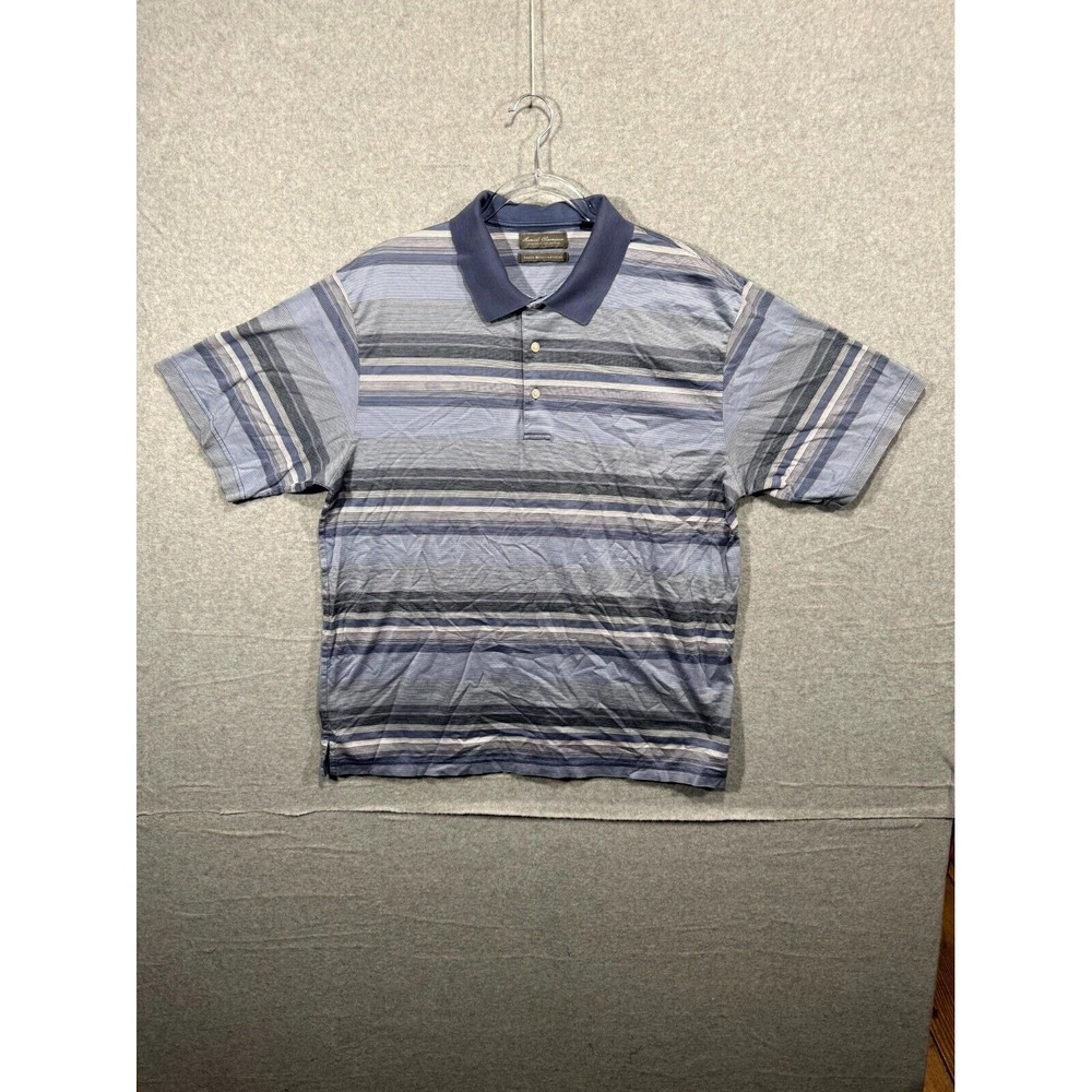 Daniel Cremieux Collection Striped Golf Polo Shirt Casual Men's Size Large Blue